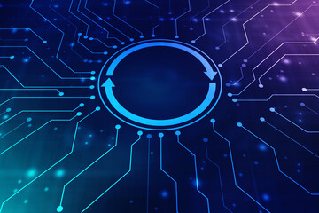 Update icon with binary codes on technology abstract background, Update System Upgrade Software version technology concept