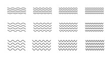 Vector Water Waves. Set Of Wavy Zigzag Lines.
