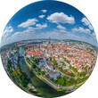 Die Universitätsstadt Ulm aus der Luft, Little Planet-Ansicht, freigestellt