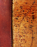 Fototapeta Mapy - Closeup detail of old grunge leather texture for background. Brown color.