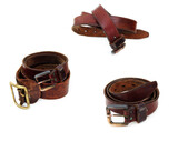 Fototapeta Mapy - Brown leather belts isolated over the white background