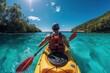 A person kayaking in crystal-clear waters, Water Adventures: On-Demand Aquatic Exploration, Top-Downloaded Paddle Sports, Nautical Excitement