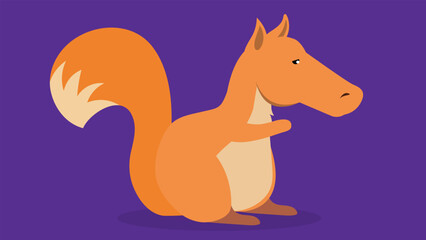 Wall Mural - Squirrel with a horse's head. Vector illustration in flat style on a purple background.