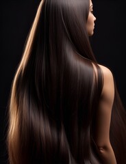  Dark Haired Woman on Dark Brown Background