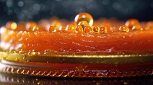
Appetizing red fish fillet with red caviar. Natural red caviar and salmon fillet close-up. An expensive gourmet product of the highest quality. Macro. Sample. Generative ai