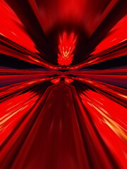 Poster - exploding striped blood red and scarlet lines to vanishing point with perspective