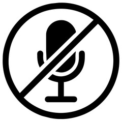 Silent mode. Microphone muted symbol. Sound off. Mic icon. No recording. Voice prohibition sign. Studio silence. Audio control illustration