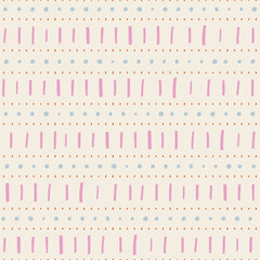 Wall Mural - Vector seamless pattern with geometrical elements. Simple graphic texture with hand drawn lines and dots. Decorative background