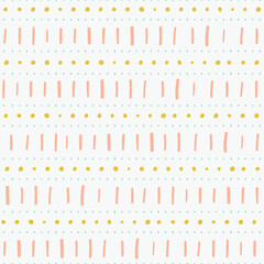 Wall Mural - Vector seamless pattern with geometrical elements. Simple graphic texture with hand drawn lines and dots. Decorative background