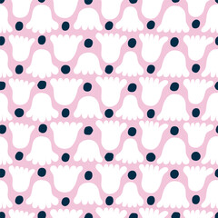 Wall Mural - Cute and simple texture with flowers and dots. Repeated seamless pattern with organic shapes. Stylised floral background