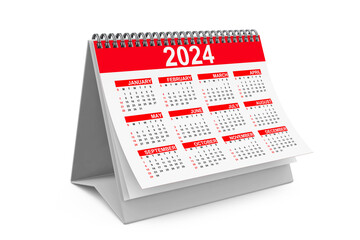 Fototapete - 2024 Year Desktop Calendar. 3d Rendering
