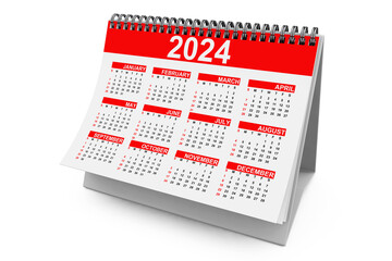 Fototapete - 2024 Year Desktop Calendar. 3d Rendering