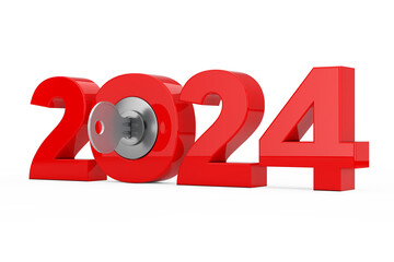 Aufkleber - New 2024 Year Sign with Key. 3d Rendering