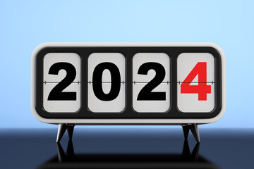 Aufkleber - Retro Flip Clock with 2024 New Year Sign. 3d Rendering