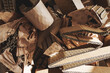 Closeup shot of pile of Cardboard Waste. Concepts of Paper Recycling and Waste Sorting