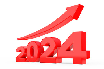Aufkleber - Progress Arrow in New 2024 Year Sign. 3d Rendering