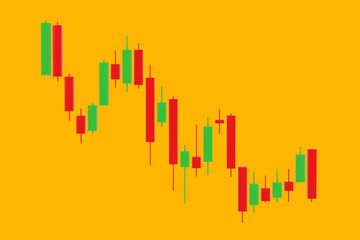 Fototapete - Green and Red Trading Financial Candlesticks Pattern Chart. 3d Rendering