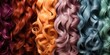 Hair texture background, set of bright hair colors. Samples of dyes for colored hair. Generative AI