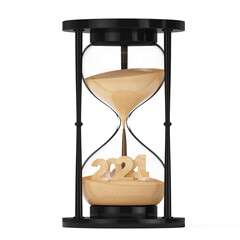 Aufkleber - New 2024 Year Concept. Sand Falling in Hourglass Taking the Shape to 2024 year. 3d Rendering