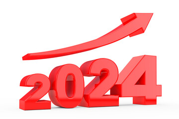 Aufkleber - Progress Arrow in New 2024 Year Sign. 3d Rendering