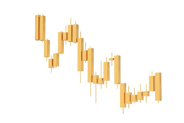 Fototapete - Golden Trading Financial Candlesticks Pattern Chart. 3d Rendering