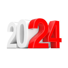 Aufkleber - Happy New 2024 Year Sign as Cube. 3d Rendering