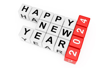 Aufkleber - New 2024 Year concept. Happy New Year 2024 Sign as Crossword Blocks. 3d Rendering