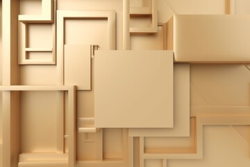 Wall Mural - An abstract geometric pattern with squares and rectangles on a beige background