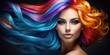 A Beautiful Woman Wearing A Colorful Wig Adding A Playful And Vibrant Element To Her Appearance . Сoncept Colorful Hair, Vibrant Look, Playful Outfit, Beautiful Woman