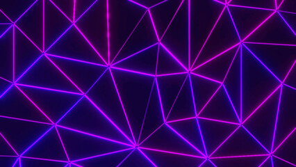Canvas Print - digital connected lines moving in abstract space. design. network pink grid structure on a black bac