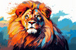 watercolor style design, design of a lion