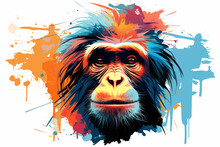 Watercolor Style Design, Design Of An Orangutan