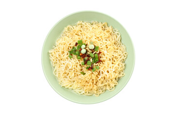 PNG, instant noodles, in a plate, isolated on a white background.