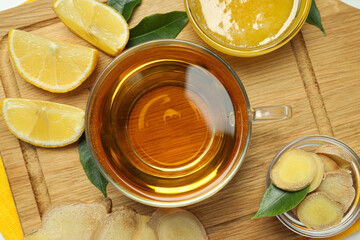 Poster - Cold treatment, healthcare concept - tea with ginger