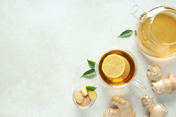 Poster - Cold treatment, healthcare concept - tea with ginger