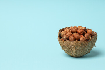 Wall Mural - Healthy food and healthy nutrition concept, nuts - hazelnut