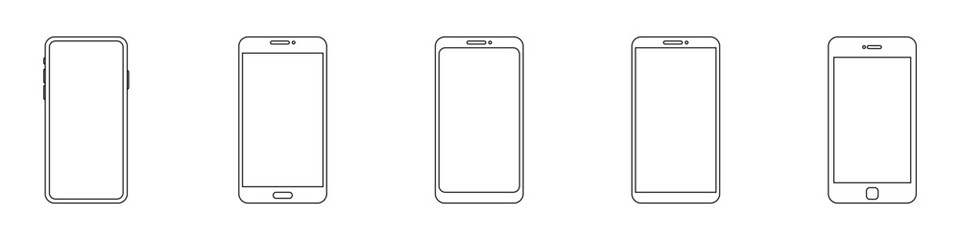 Wall Mural - outline graphic mobile phone. vector illustration on isolated background for your design. vector eps