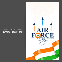 Wall Mural - Vector illustration of Indian Air Force Day social media feed template