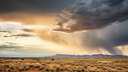 Wall Mural - Dramatic Stormy Sky Over Desert Landscape