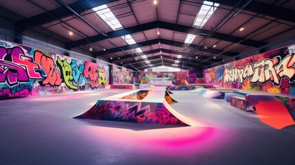 Canvas Print - Edgy Urban Skate Park with Graffiti Art