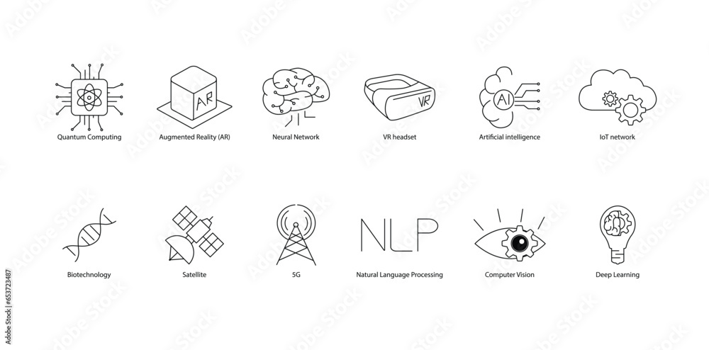 Quanium Compiter Nlp Cutting-Edge Tech Vector Icon: Quantum Computing, Augmented Reality ...