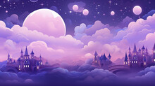 Cute Kawaii Purple Night Background