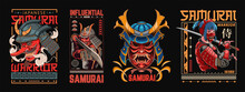 Samurai T-shirt Designs Bundle, Japanese Streetwear T Shirt Designs Vector Pack, Samurai Artwork Graphic Tshirt Set