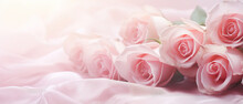  Pink Rose Flower Bouquet On Pastel