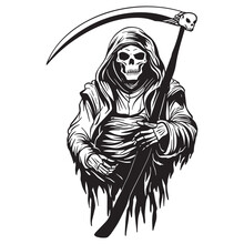 Grim Reaper Outline Art ,good For Graphic Resources, Printable Art, Suitable For Design Resources, Logo, Template Designs, And More. 