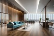 modern living room with sofa and wooden walls