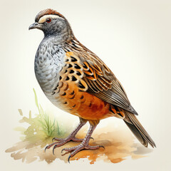 watercolor Quail clipart, Generative Ai