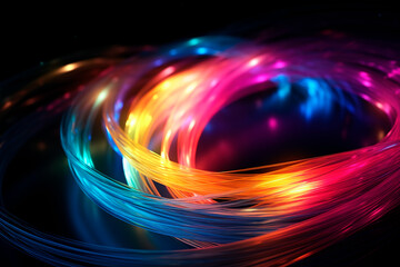 Wall Mural - fiber optics lights abstract colors bokeh background	 with glowing circles