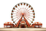 Fototapeta  - Old carnival with a Ferris wheel isolated on a transparent background, Generative Ai