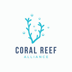 Natural seaweed and coral reef logo design template vector illustration.